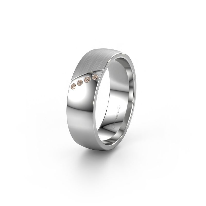 Trouwring WH1201L26SAPM 950 platina bruine diamant ±6x1.7 mm