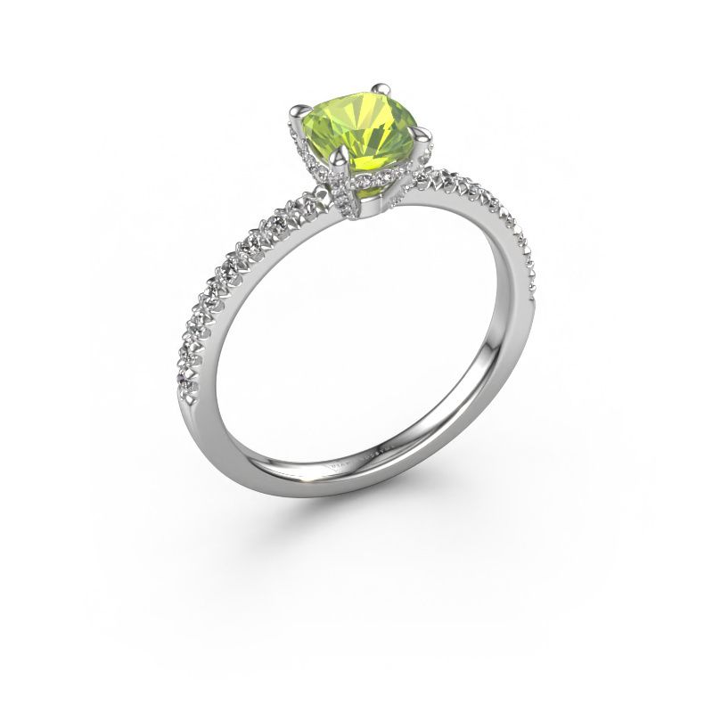 Verlovingsring Saskia 1 CUS 585 witgoud peridoot 5.5 mm