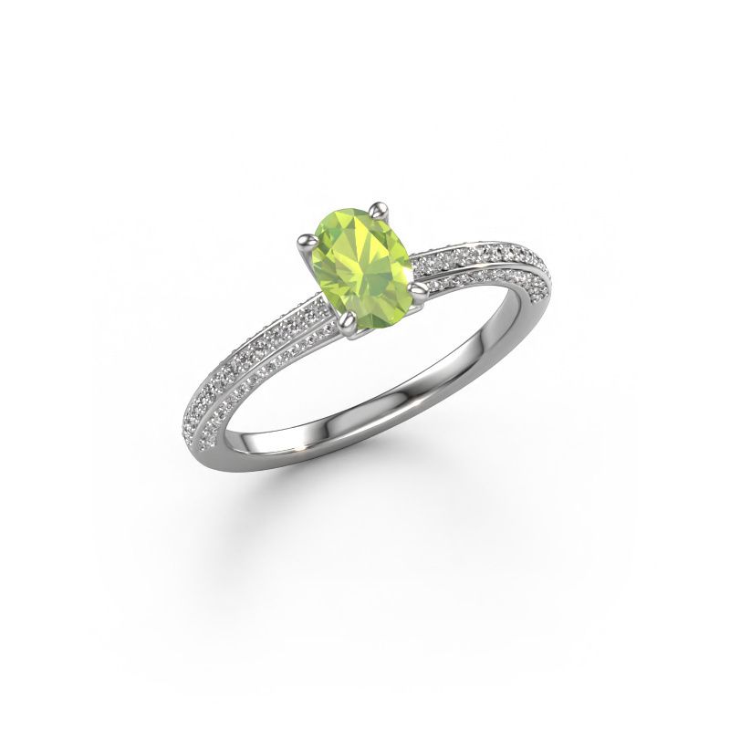 Bague de fiançailles Elenore ovl 950 platine péridot 6.5x4.5 mm