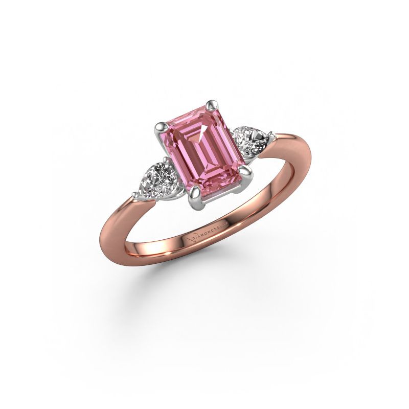 Engagement ring Chanou EME 585 rose gold pink lab grown diamond 7.5x5.5 mm