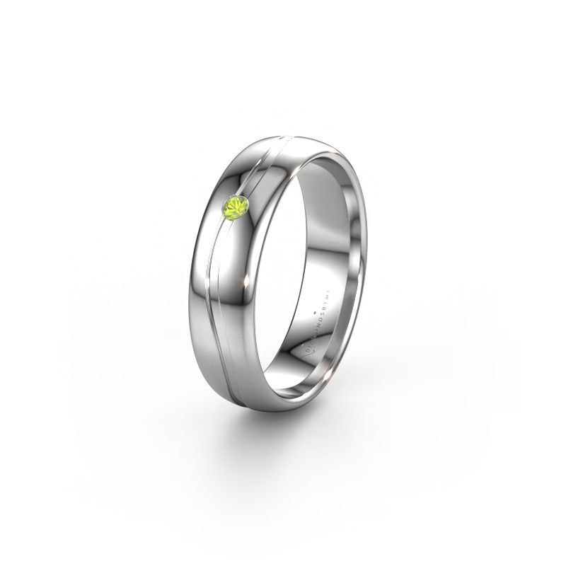 Wedding ring WH0905L35X 950 platinum peridot ±5x1.7 mm