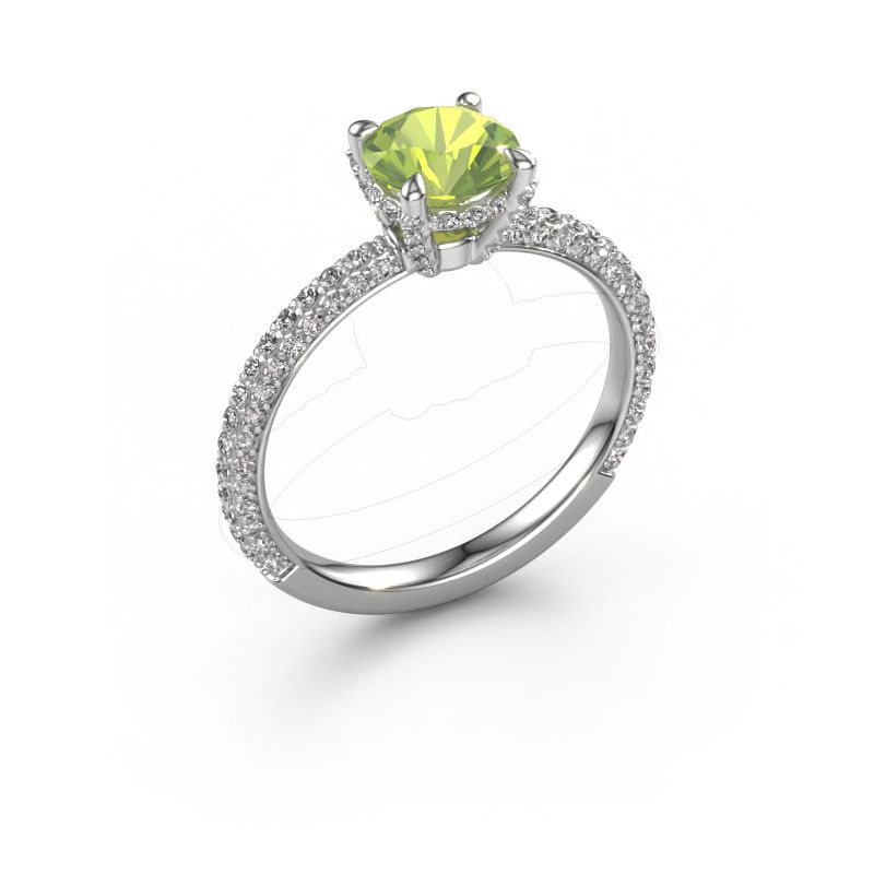 Bague de fiançailles Saskia RND 2 585 or blanc péridot 7 mm