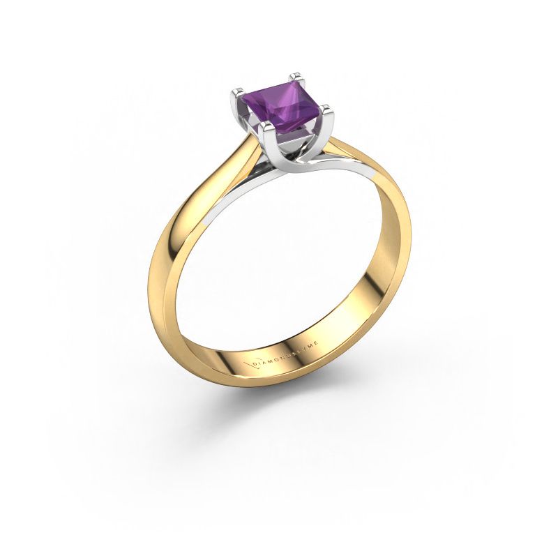 Bague de fiançailles Mia Square 585 or jaune améthyste 4 mm