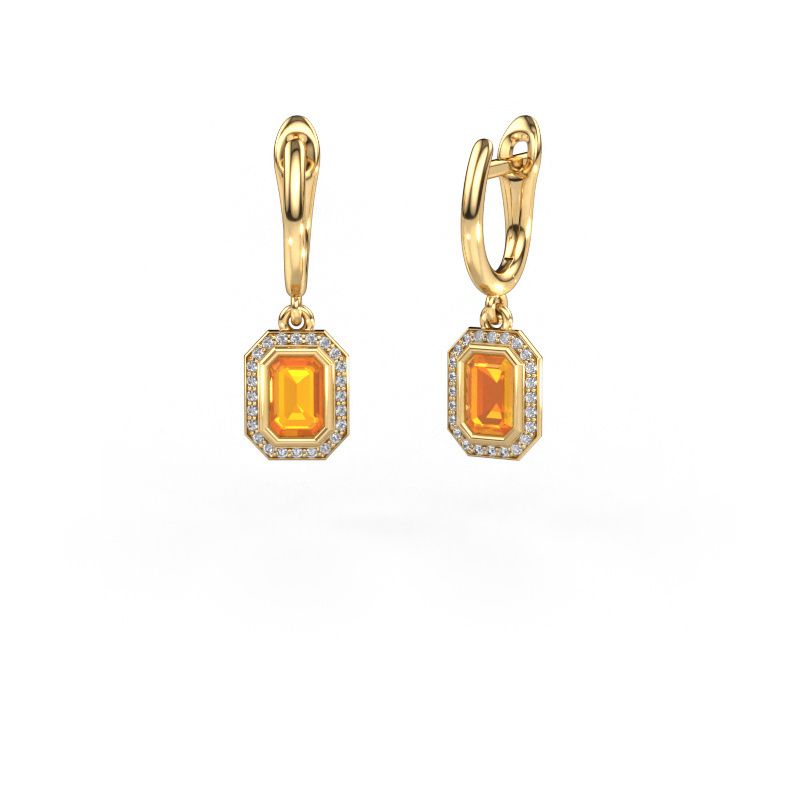 Orecchini pendenti Noud EME 585 oro citrino 6x4 mm