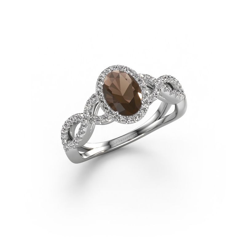 Verlovingsring Dionne ovl 585 witgoud rookkwarts 7x5 mm