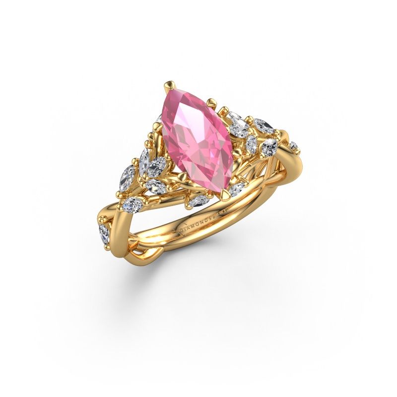 Verlovingsring Samantha MRQ 585 goud roze saffier 11x5.5 mm