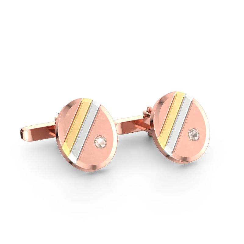 Cufflinks Wesley 585 rose gold morganite champagne 2.7 mm