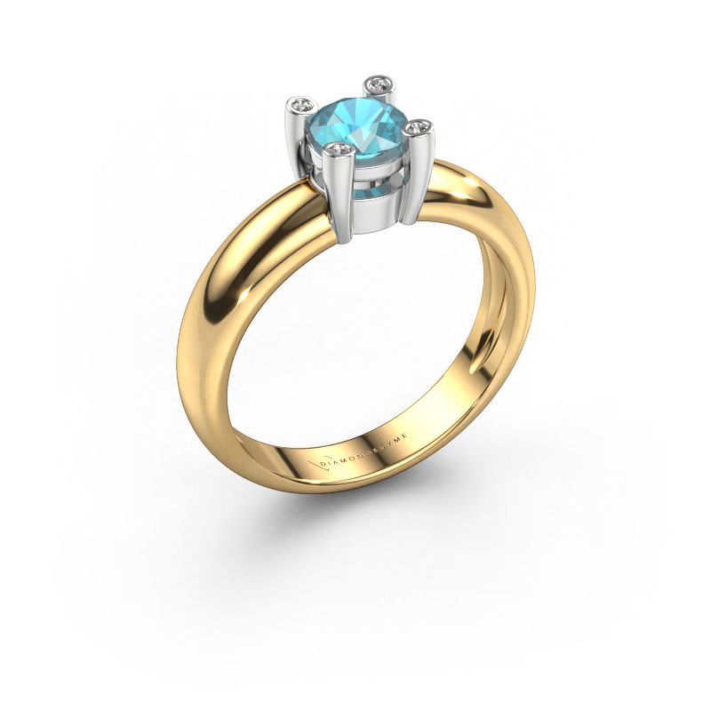 Ring Fleur 585 goud blauw topaas 4.7 mm