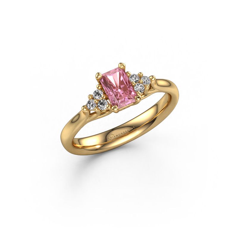 Engagement ring Monika RAD 585 gold pink lab grown diamond 6x4 mm