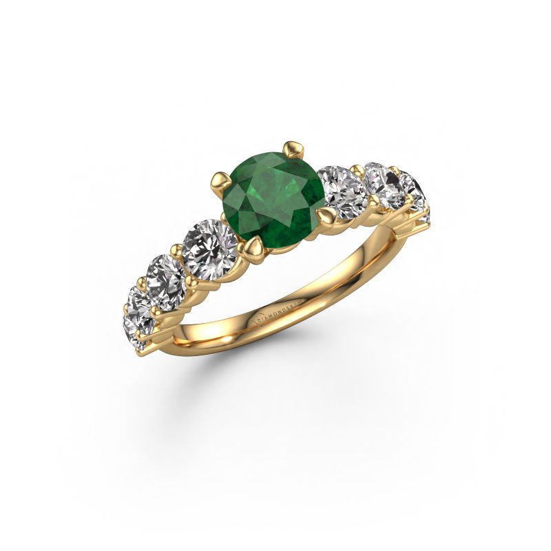 Bague de fiançailles Deja 585 or jaune emeraude 6.5 mm