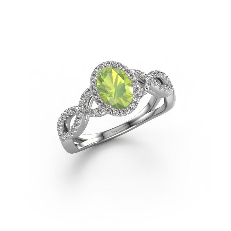 Verlobungsring Dionne ovl 585 Weißgold Peridot 7x5 mm