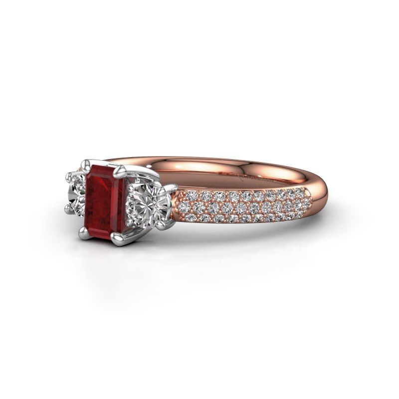Image of Engagement Ring Marielle Eme<br/>585 rose gold<br/>Ruby 6x4 mm