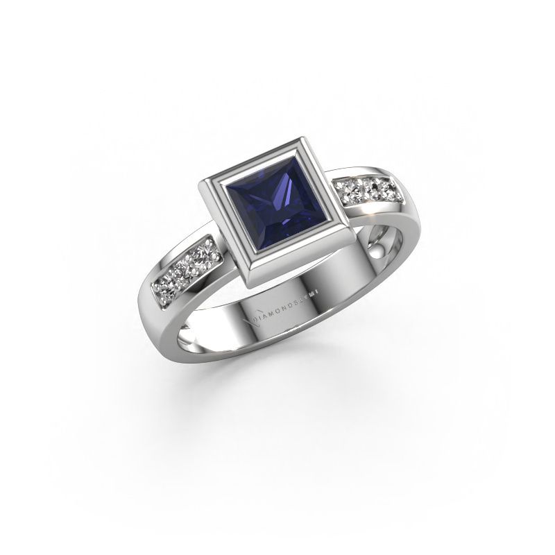 Ring Charlotte Square 585 witgoud saffier 5 mm
