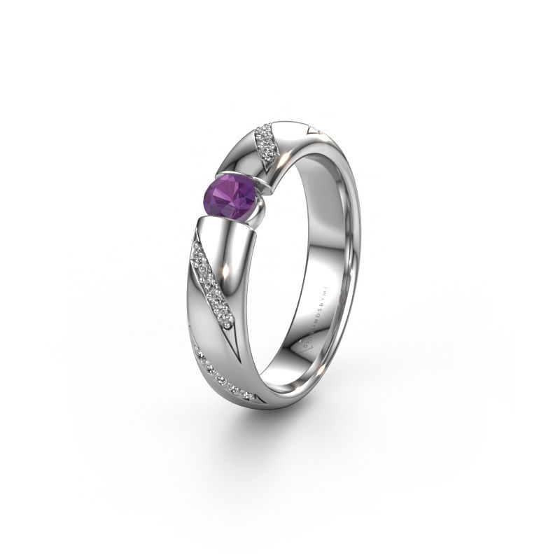 Wedding ring WH2102L34A 950 platinum amethyst ±5x1.7 mm