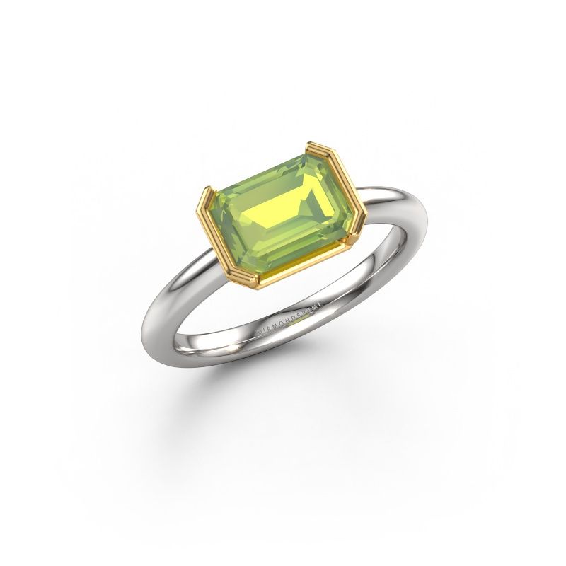 Bague de fiançailles Tayler EME 585 or blanc péridot 8x6 mm
