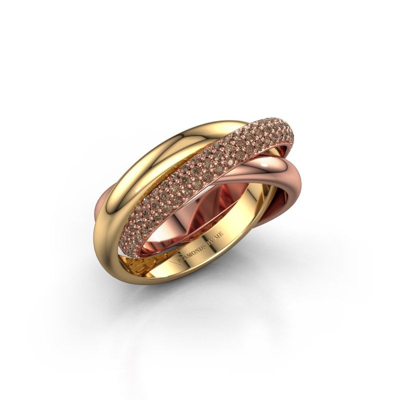 Image de Bague trinity 2<br/>585 or rose<br/>Diamant brun 0.885 crt