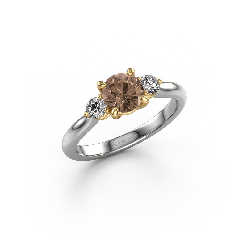 Engagement ring Lieselot RND 585 white gold brown diamond 1.30 crt