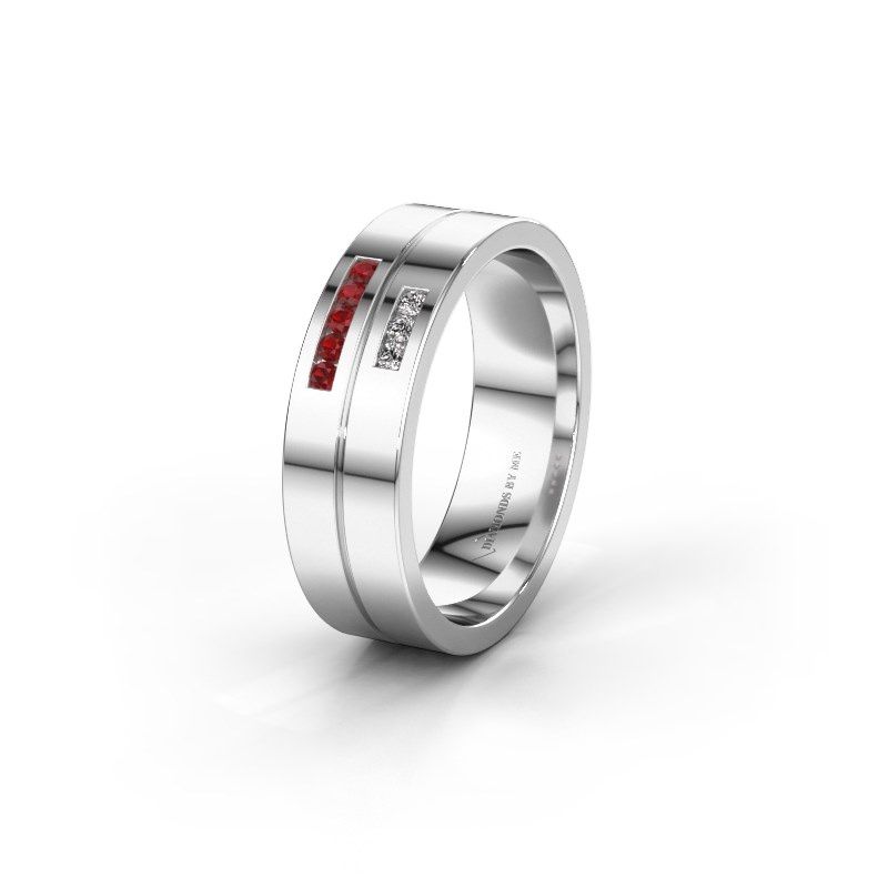 Image of Wedding ring WH0207L16AP<br/>950 platinum ±6x1.7 mm<br/>Ruby
