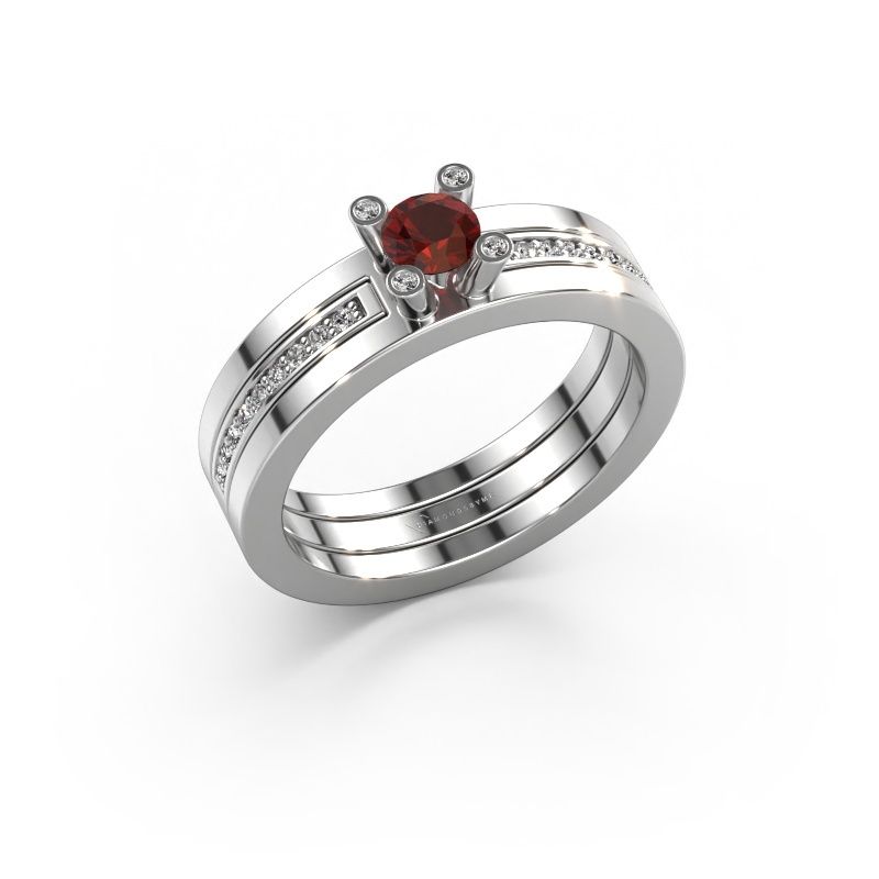 Bague de fiançailles Alisha 950 platine grenat 4 mm