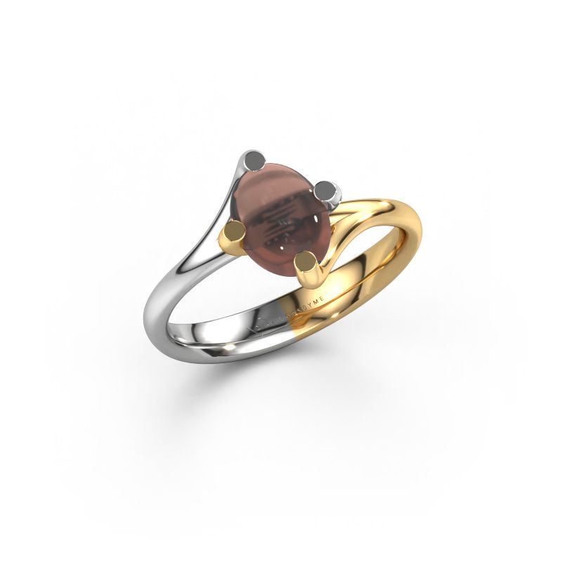 Ring Nora 585 white gold smokey quartz 8x6 mm