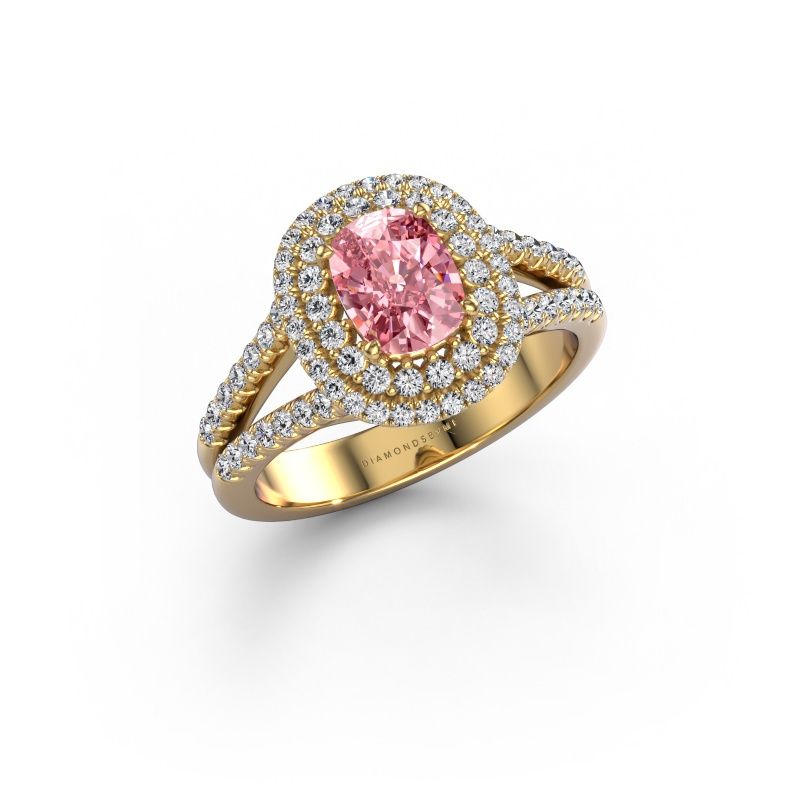 Engagement ring Elvie CSH 585 gold pink lab grown diamond 6.8x5.2 mm
