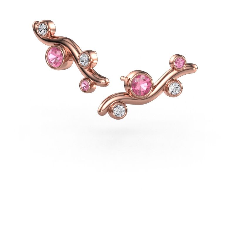Clous d'oreilles Jin 585 or rose saphir rose 4 mm