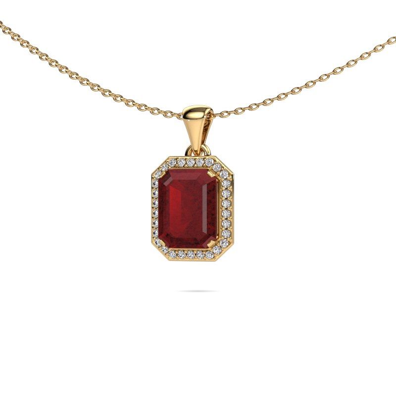 Hanger Dodie 585 goud robijn 8x6 mm