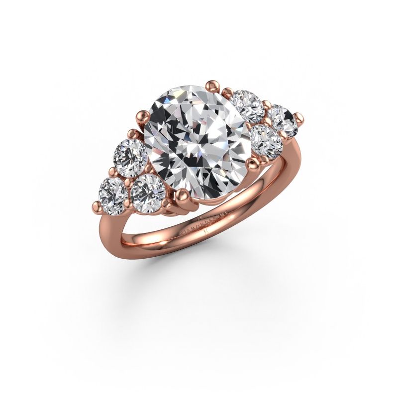 Engagement ring Serenity OVL 585 rose gold lab grown diamond 4.93 crt