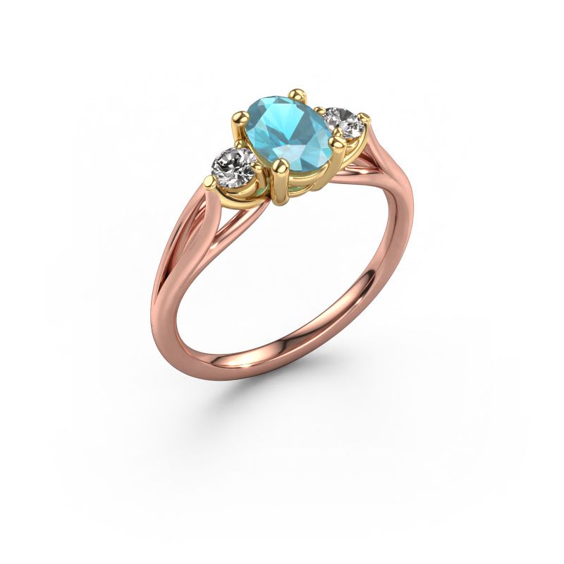 Engagement ring Amie OVL 585 rose gold blue topaz 7x5 mm