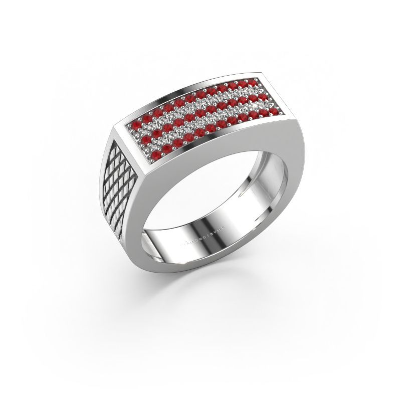 Men's ring Erwin 585 white gold ruby 1.2 mm