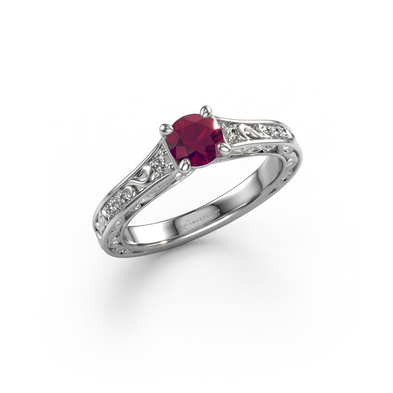 Verlovingsring Mallory RND 950 platina rhodoliet 5 mm