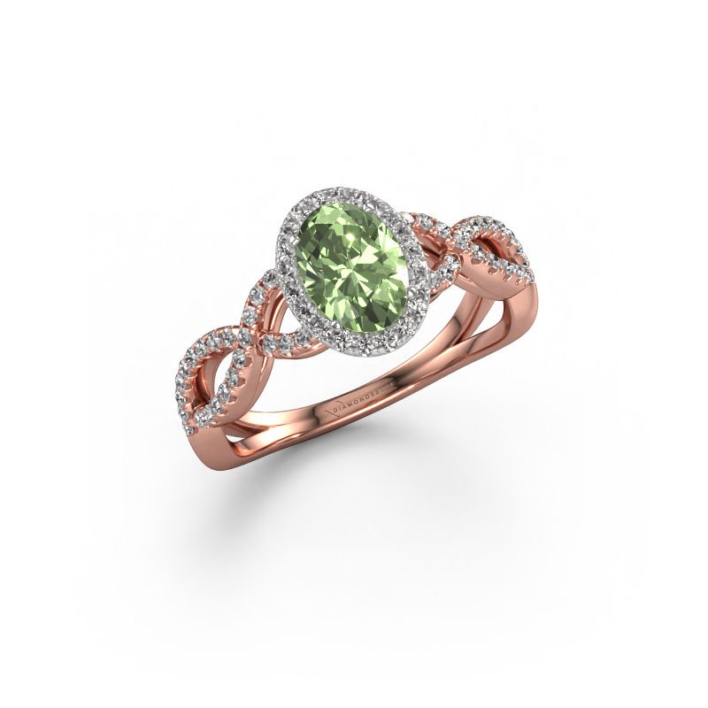 Engagement ring Dionne ovl 585 rose gold green lab grown diamond 7x5 mm