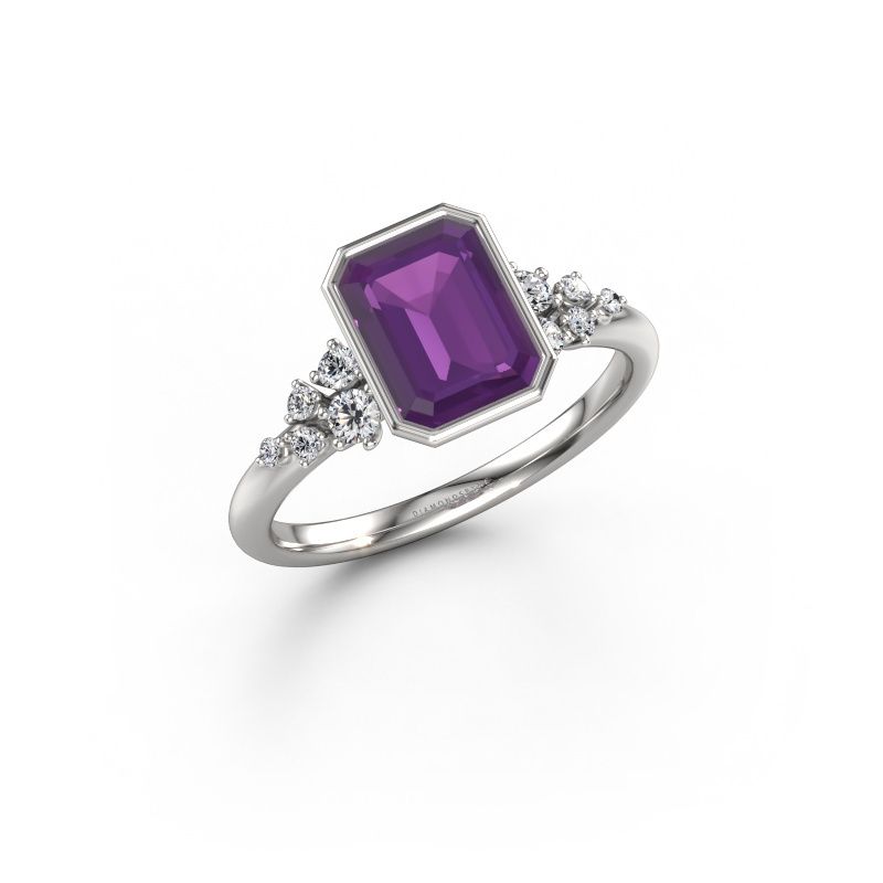 Verlobungsring Aliyah EME 950 Platin Amethyst 8x6 mm