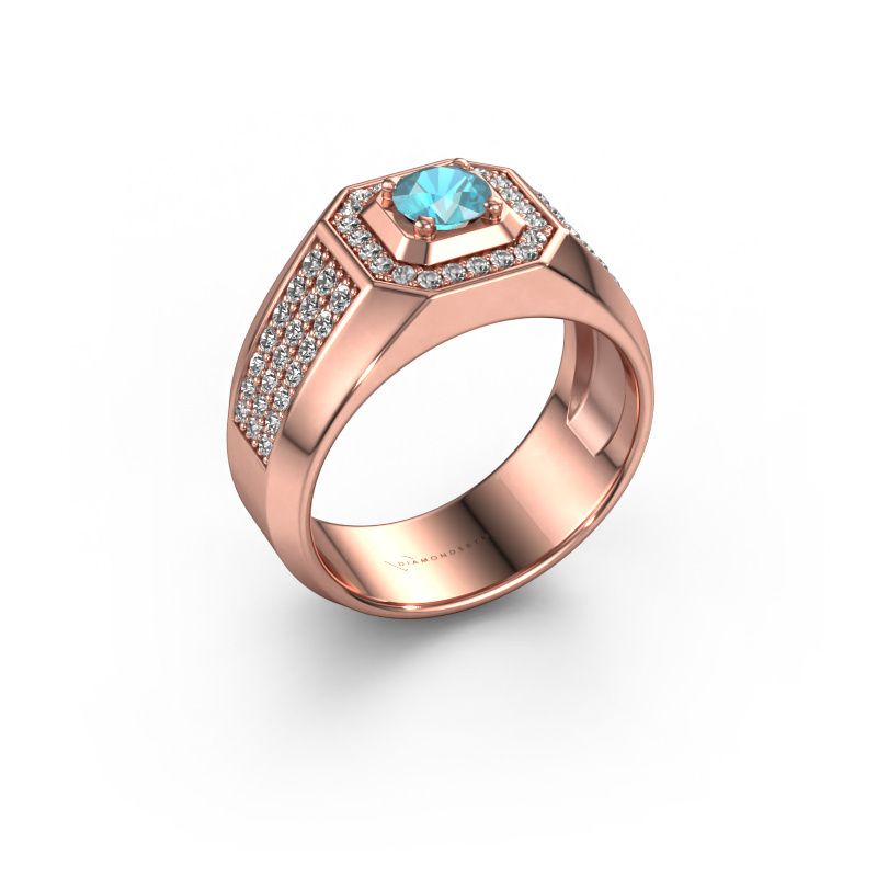 Men's ring Pavan 585 rose gold blue topaz 5 mm