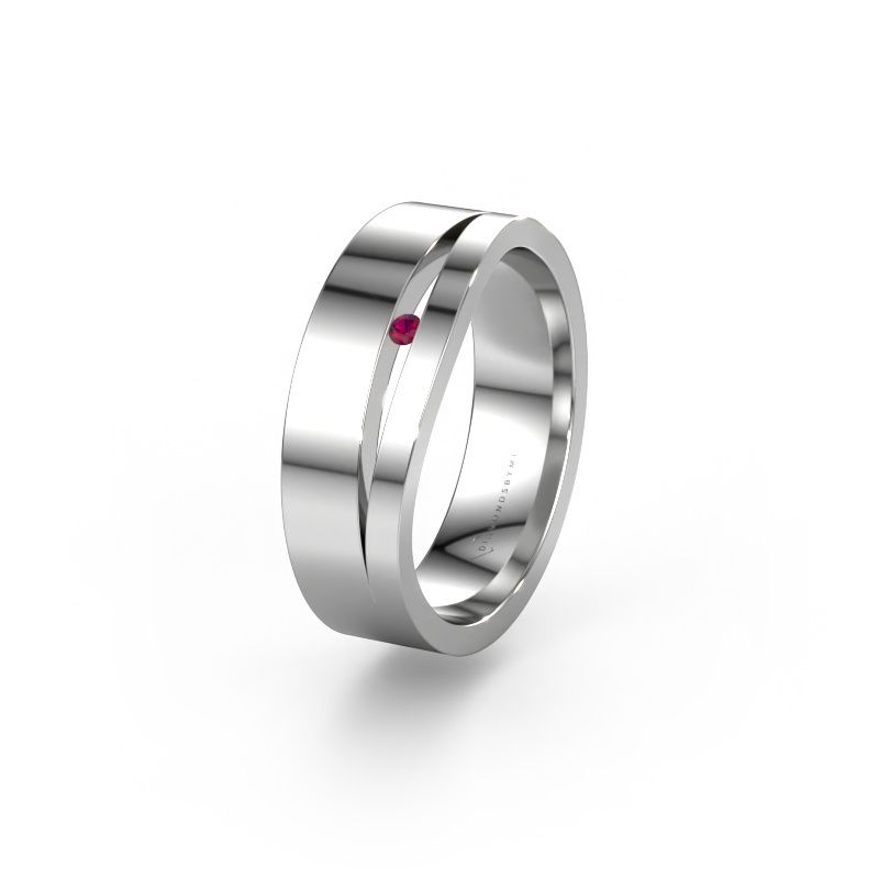 Trouwring WH6000L16AP 585 witgoud rhodoliet ±6x1.7 mm