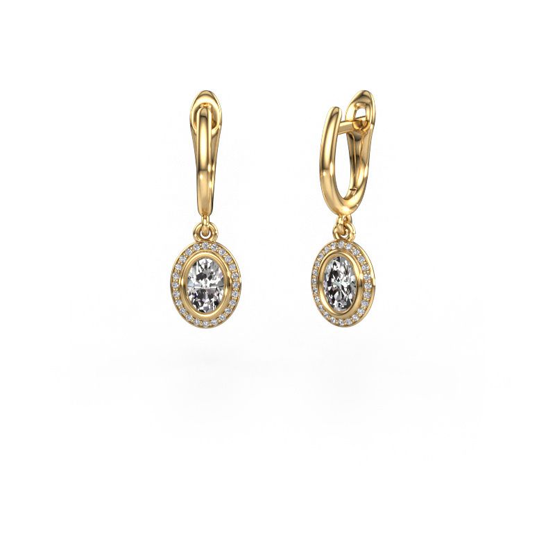 Pendants d'oreilles Noud OVL 585 or jaune zircone 6x4 mm