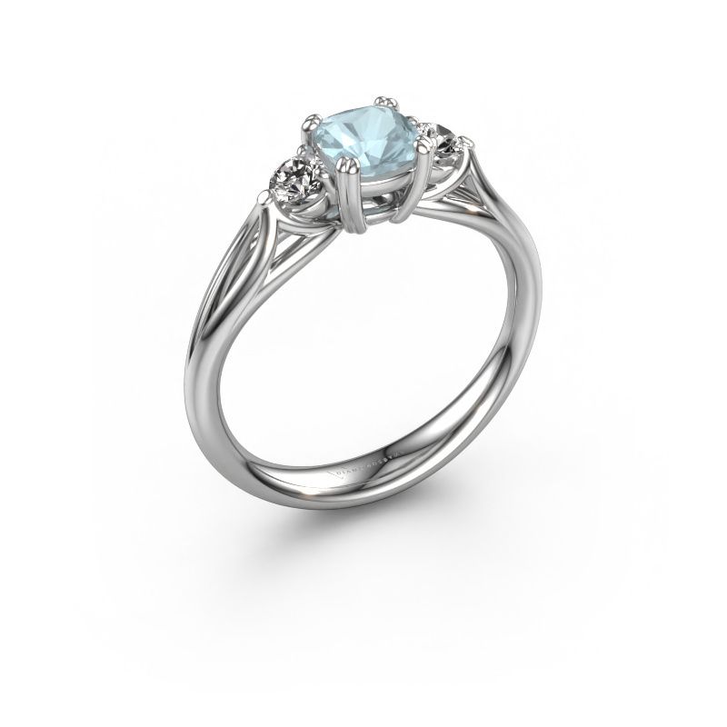 Engagement ring Amie cus 950 platinum aquamarine 5 mm