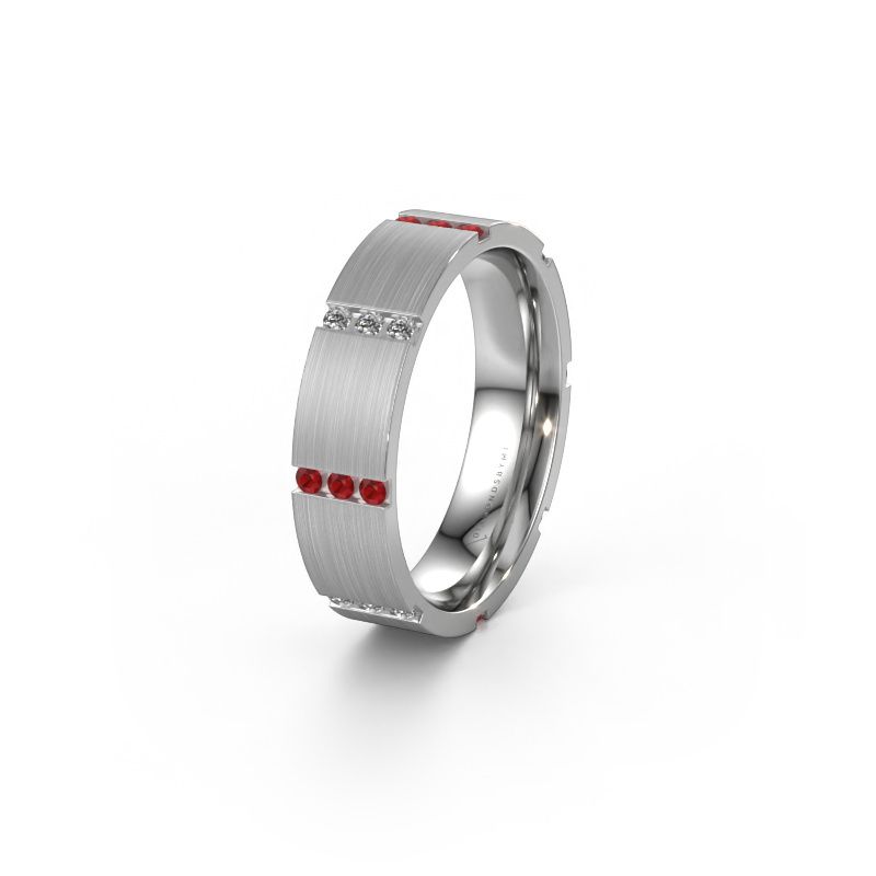 Wedding ring WH0135L15BM 585 white gold ruby ±5x2 mm