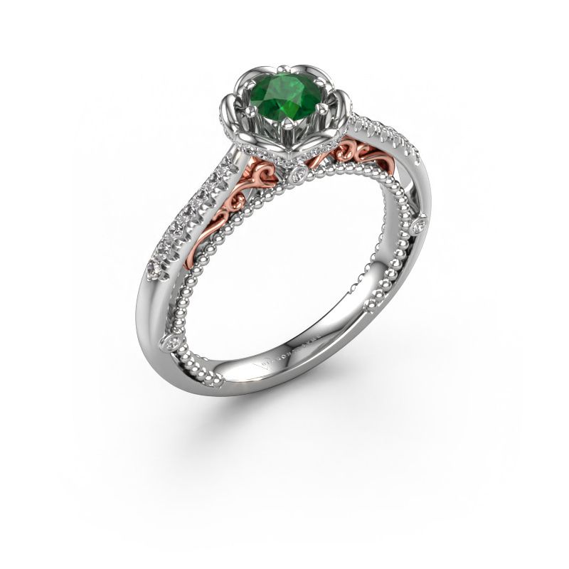 Engagement ring Abbey 585 white gold emerald 4.2 mm