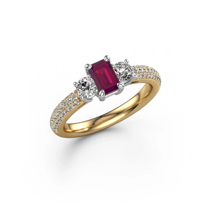 Engagement ring Marielle EME 585 gold rhodolite 6x4 mm