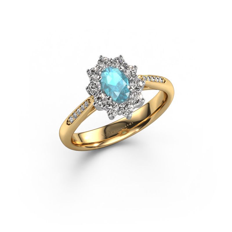 Engagement ring Leesa 2 585 gold blue topaz 6x4 mm