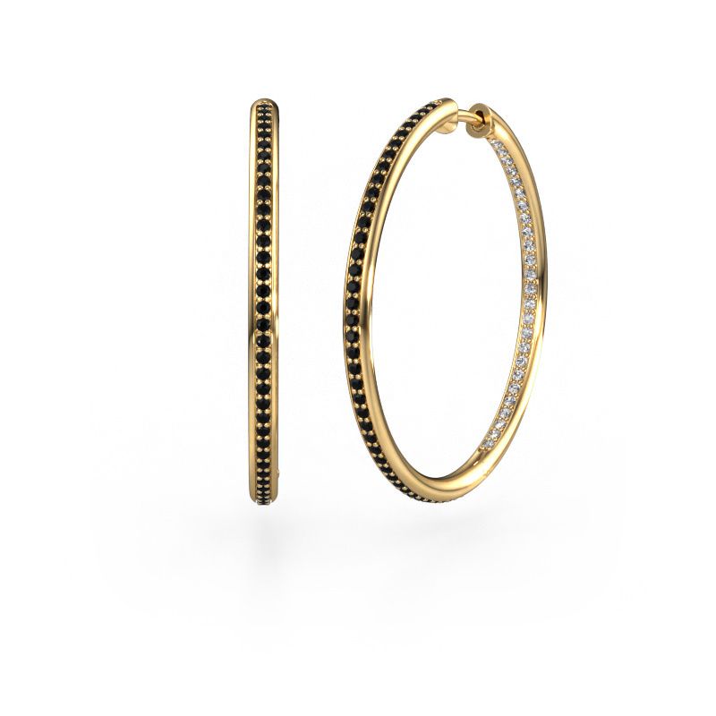 Creolen Sina 30mm 585 goud zwarte diamant 0.959 crt