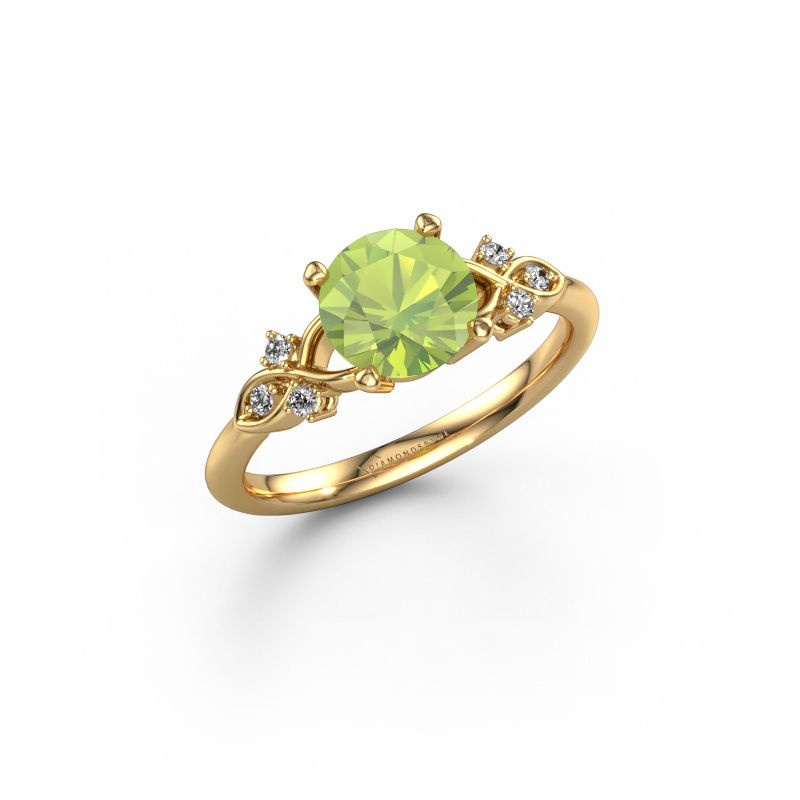 Anillo de compromiso Azra RND 585 oro peridoto 7 mm