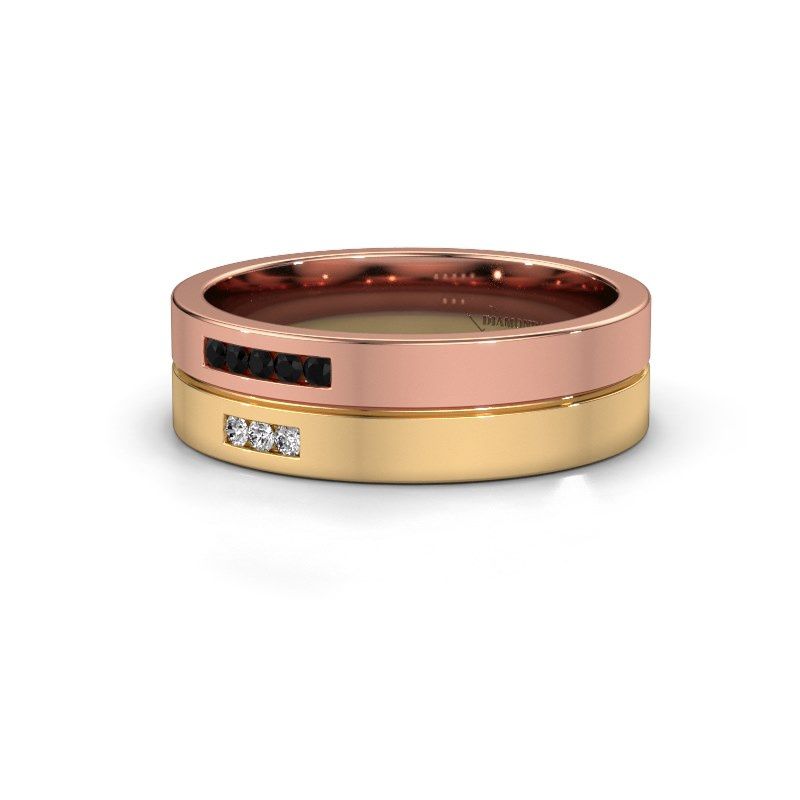 Image of Wedding ring WH0207L16AP<br/>585 rose gold ±6x1.7 mm<br/>Black diamond