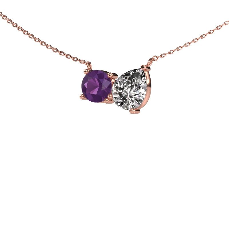 Pendant Toi et Moi RND PER 585 rose gold amethyst 6.5 mm