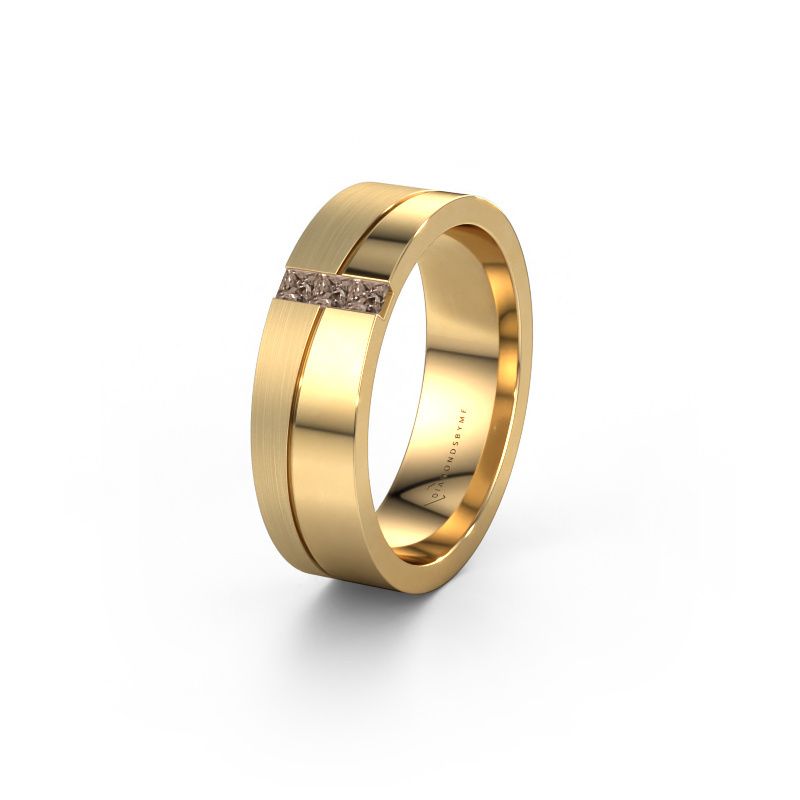 Trouwring WH0906L16A 585 goud bruine diamant ±6x1.7 mm