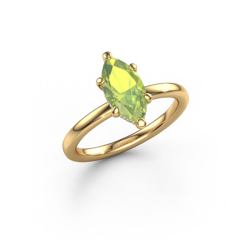 Engagement ring Simone MRQ 2 585 gold peridot 11x5.5 mm