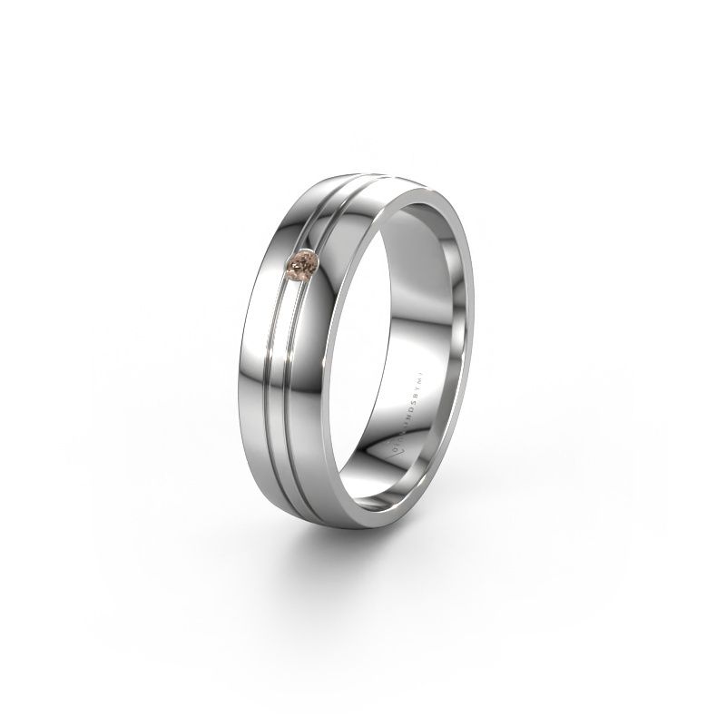 Wedding ring WH0420L25X 585 white gold brown diamond ±5 x 1.5 mm