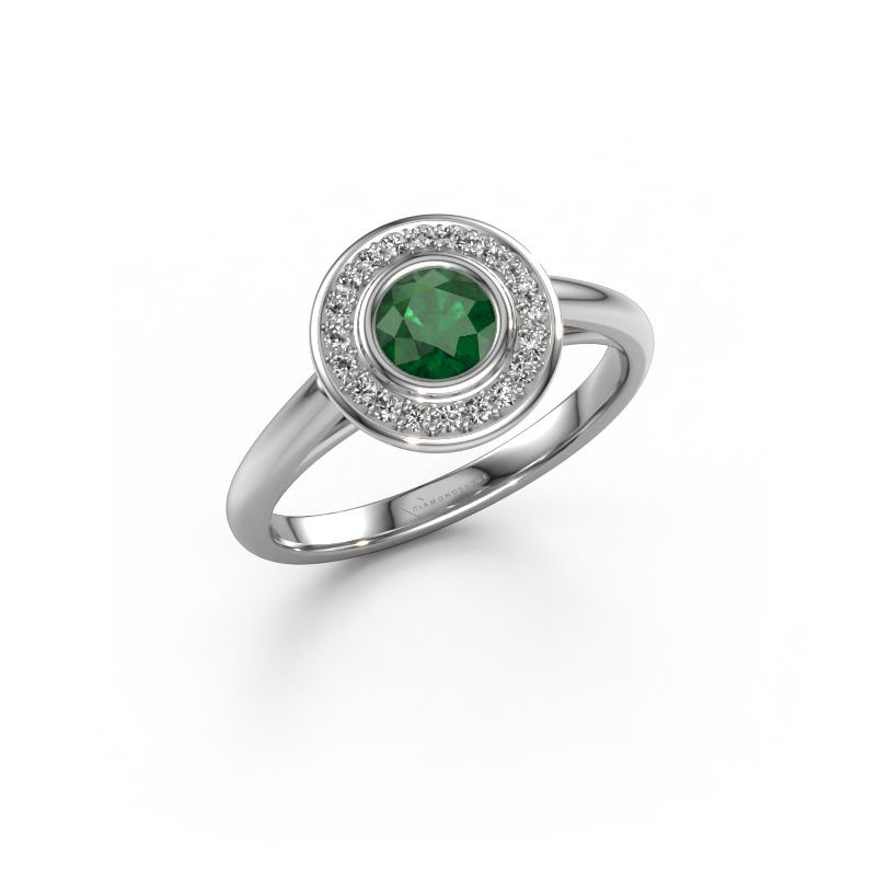 Promise ring Noud 1 RND 585 white gold emerald 4.7 mm