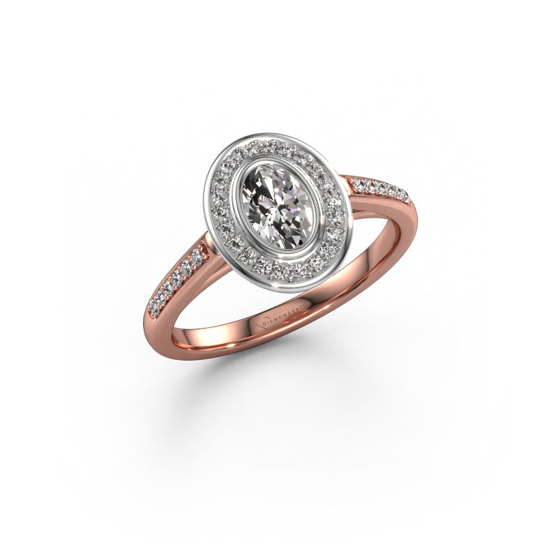 Bague de fiançailles Noud 2 OVL 585 or rose zircone 6x4 mm